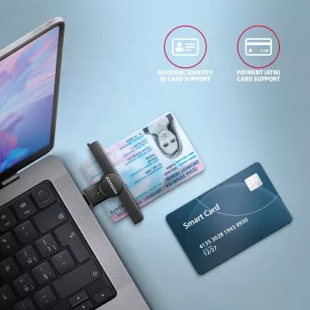 Axagon CRE-SMPC lettore USB-C di smart card/carta d'identità PocketReader lettore di smart card per interni USB Type-C nero