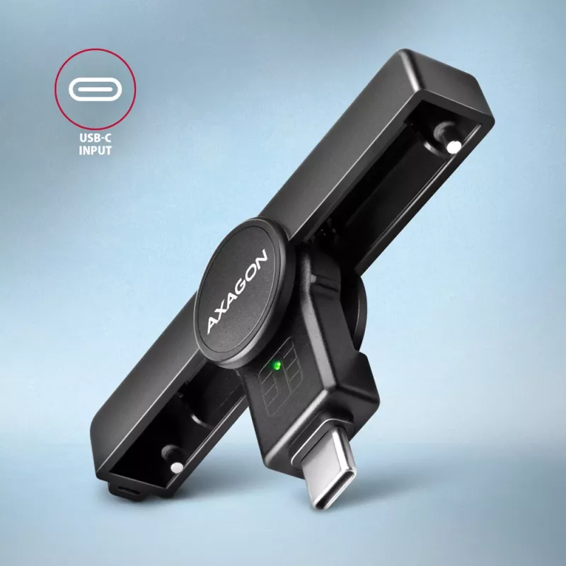 Axagon CRE-SMPC lettore USB-C di smart card/carta d'identità PocketReader lettore di smart card per interni USB Type-C nero