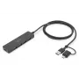 DIGITUS DA-70236 hub USB 3.0 Slim Line, 4 porte, adattatore USB-C, cavo da 1,2 m