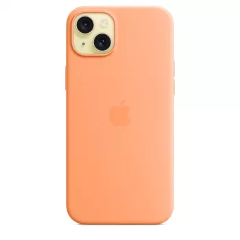APPLE custodia in silicone Apple compatibile MagSafe per iPhone 15 Plus Sorbet Orange