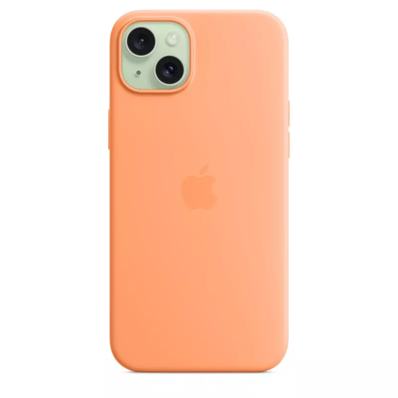 APPLE custodia in silicone Apple compatibile MagSafe per iPhone 15 Plus Sorbet Orange