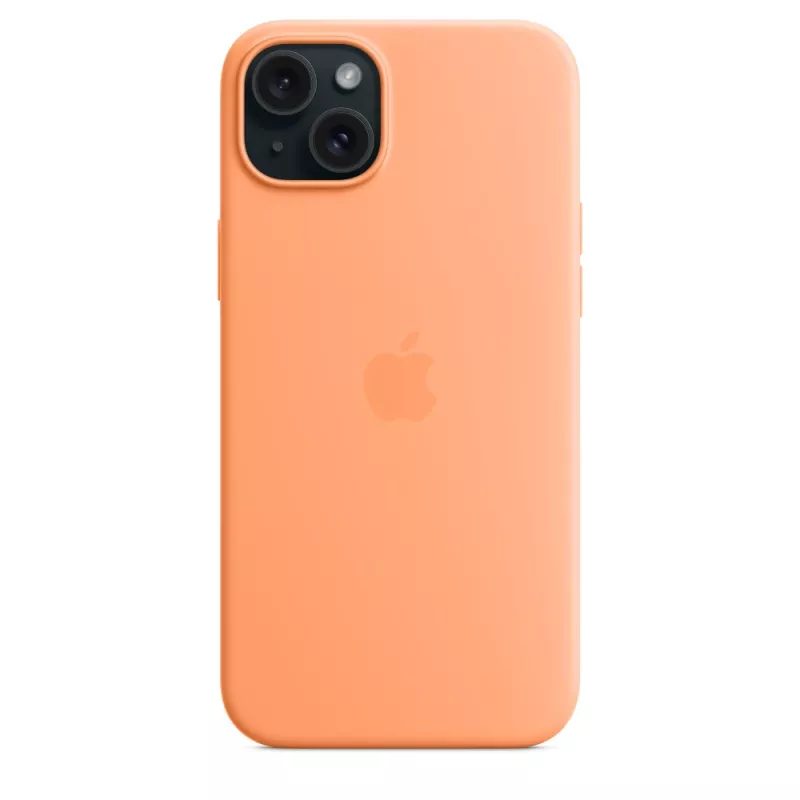 APPLE custodia in silicone Apple compatibile MagSafe per iPhone 15 Plus Sorbet Orange