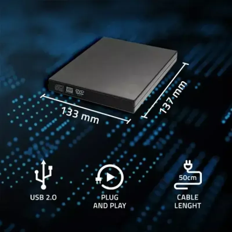 Masterizzatore DVD-RW esterno Qoltec 51858, USB 2.0 & eSATA, caricamento a vassoio, nero, 24x CD / 8x DVD