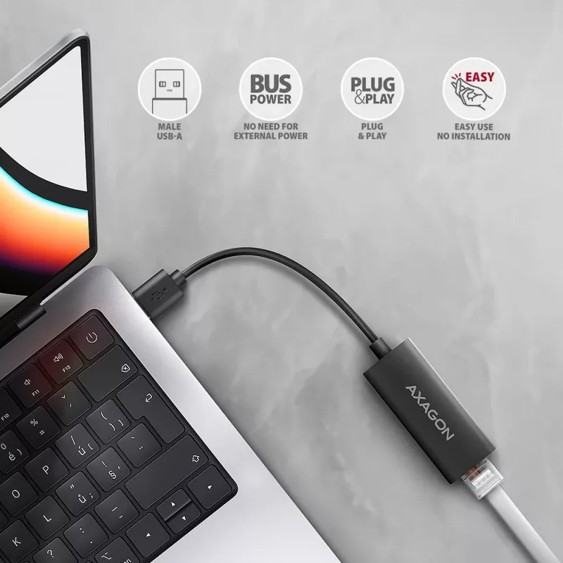 Axagon ADE-AR USB-A 3.2 Gen 1 - Adattatore Gigabit Ethernet, Realtek 8153