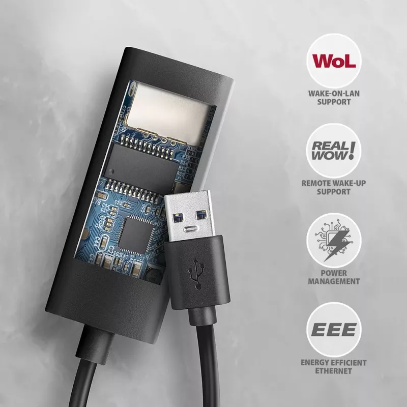 Axagon ADE-AR USB-A 3.2 Gen 1 - Adattatore Gigabit Ethernet, Realtek 8153