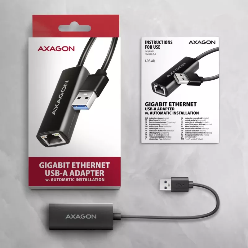 Axagon ADE-AR USB-A 3.2 Gen 1 - Adattatore Gigabit Ethernet, Realtek 8153