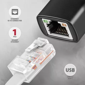 Axagon ADE-ARC USB-C 3.2 Gen 1 - Adattatore Gigabit Ethernet, Realtek 8153