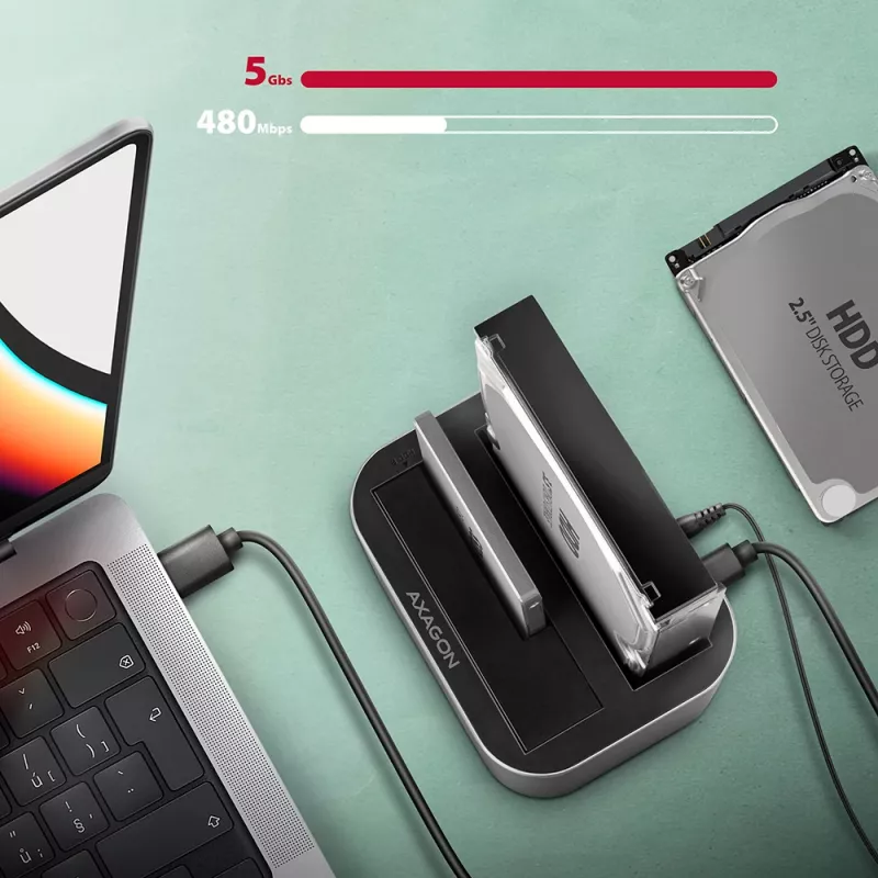 Axagon ADSA-DC SuperSpeed USB DUAL dock per HDD/SSD 2,5