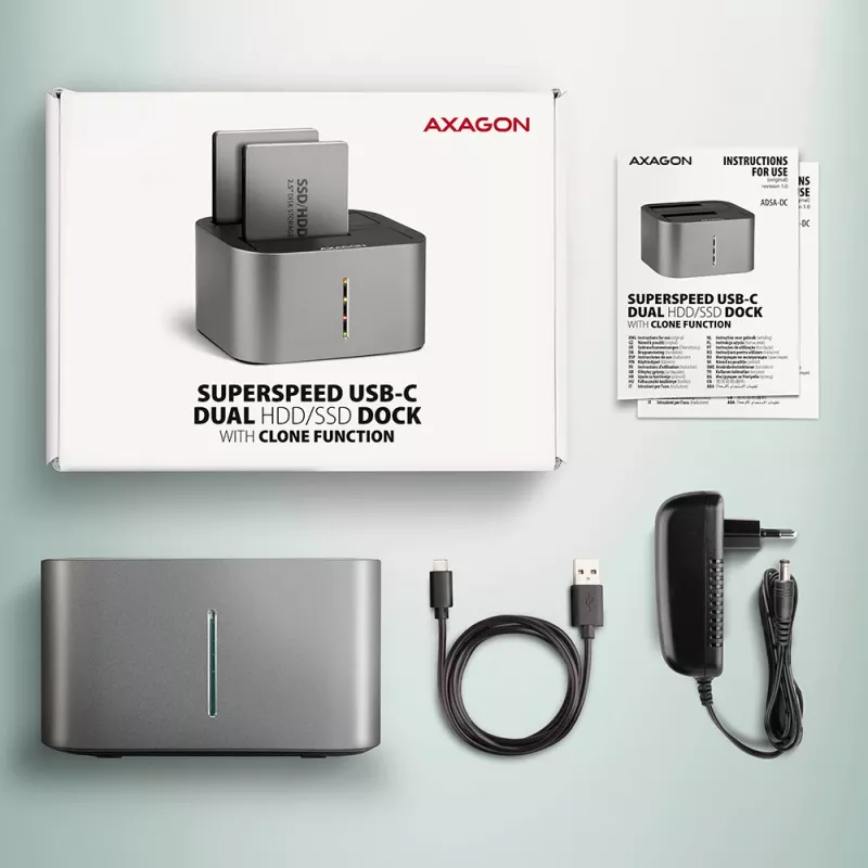 Axagon ADSA-DC SuperSpeed USB DUAL dock per HDD/SSD 2,5