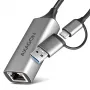 Axagon ADE-TXCA USB-C + USB-A 3.2 Gen 1 - Adattatore Gigabit Ethernet, Asix AX88179