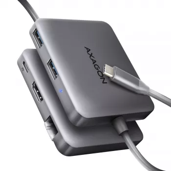 Hub Axagon HMC-5HL USB 5Gbps, 2x USB-A, HDMI 4K/60Hz, RJ-45, PD 100W, cavo USB-C 20cm