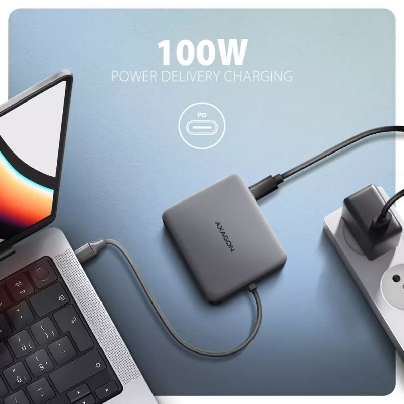 Hub Axagon HMC-5HL USB 5Gbps, 2x USB-A, HDMI 4K/60Hz, RJ-45, PD 100W, cavo USB-C 20cm
