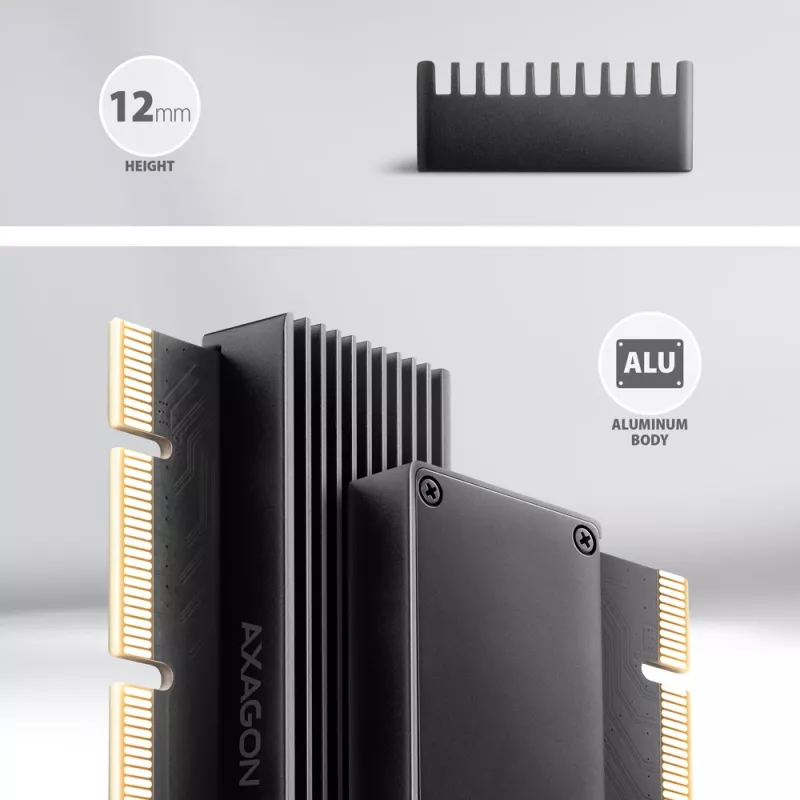 Axagon PCEM2-XS PCIe x16 - Adattatore M.2 NVMe M-Key, con dissipatore passivo in alluminio