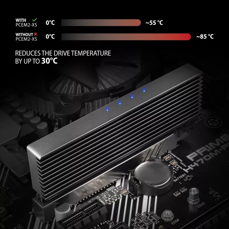 Axagon PCEM2-XS PCIe x16 - Adattatore M.2 NVMe M-Key, con dissipatore passivo in alluminio