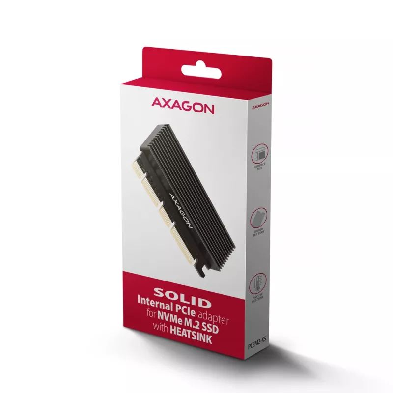 Axagon PCEM2-XS PCIe x16 - Adattatore M.2 NVMe M-Key, con dissipatore passivo in alluminio
