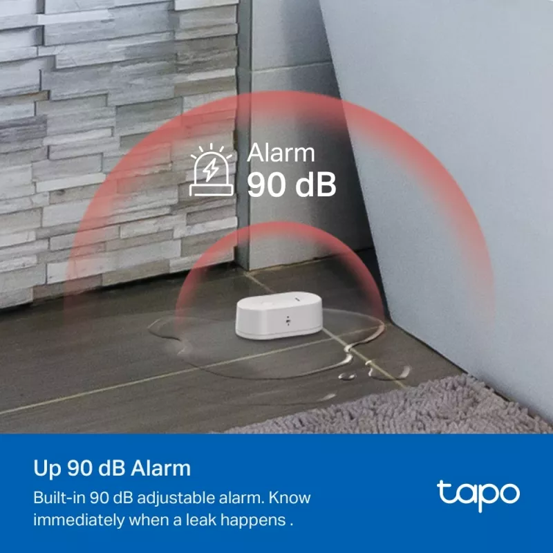 Sensore di perdite d'acqua TP-Link Tapo T300 Wi‑Fi, allarme regolabile 90 dB, IP67, batteria (2×AAA), richiede hub