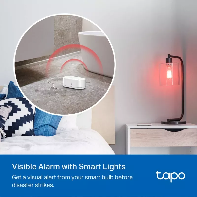 Sensore di perdite d'acqua TP-Link Tapo T300 Wi‑Fi, allarme regolabile 90 dB, IP67, batteria (2×AAA), richiede hub