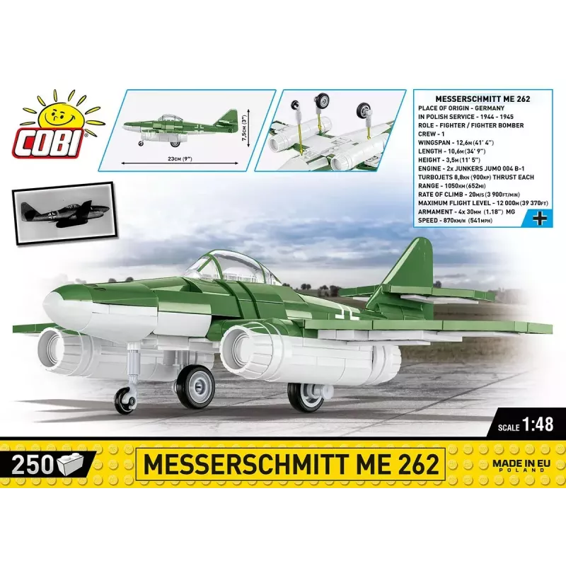 Giocattolo da costruzione Cobi Messerschmitt Me 262 kit di montaggio 500 pezzi