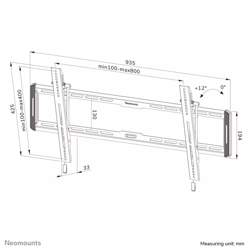 Supporto da parete per TV Neomounts WL35-550BL18 43-86 pollici - inclinabile - installazione semplice