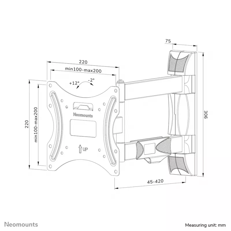 Supporto da parete per TV Neomounts WL40-550BL12 32-55 pollici – orientabile – installazione semplice