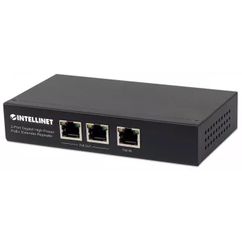 Extender repeater Intellinet 2 porte Gigabit High-Power PoE+, IEEE 802.3at/af Power over Ethernet (PoE+/PoE), metallo