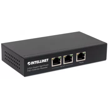 Extender repeater Intellinet 2 porte Gigabit High-Power PoE+, IEEE 802.3at/af Power over Ethernet (PoE+/PoE), metallo