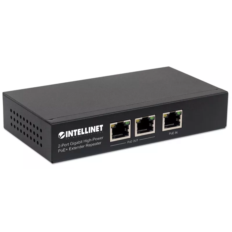 Extender repeater Intellinet 2 porte Gigabit High-Power PoE+, IEEE 802.3at/af Power over Ethernet (PoE+/PoE), metallo