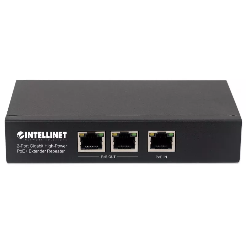 Extender repeater Intellinet 2 porte Gigabit High-Power PoE+, IEEE 802.3at/af Power over Ethernet (PoE+/PoE), metallo