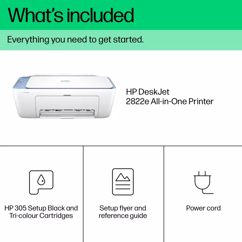HP DeskJet 2822e stampante a colori 3-in-1 wireless, Instant Ink; copiatrice, scanner