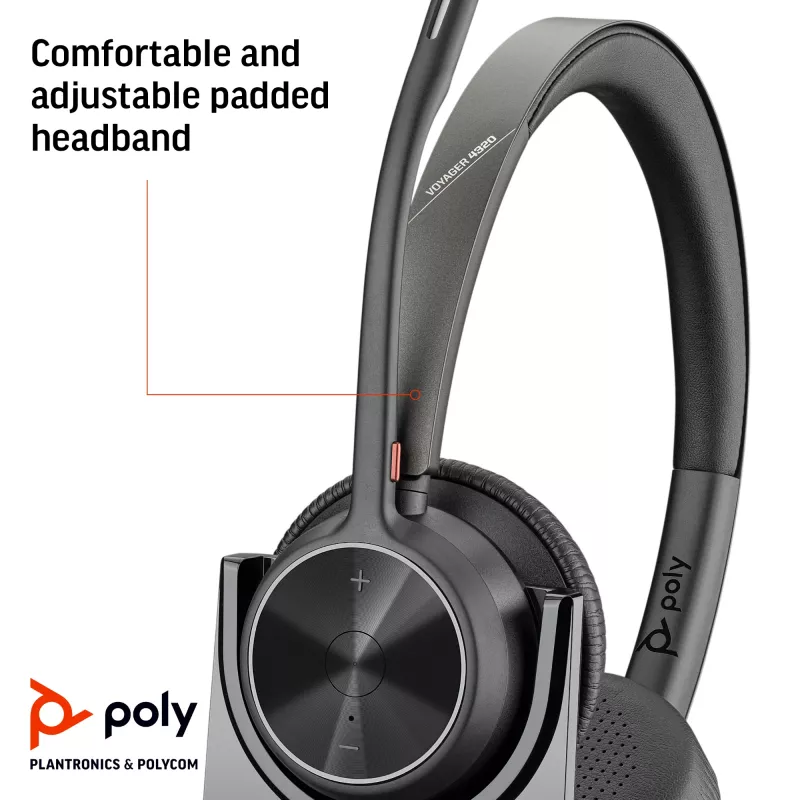 HP Poly Voyager 4320 UC cuffie stereo USB-A +BT700 adattatore USB-A +stazione di ricarica