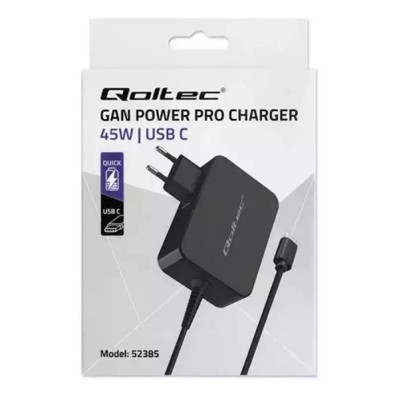 Caricabatterie Qoltec 52385 interno AC ricarica rapida 20V 3A nero