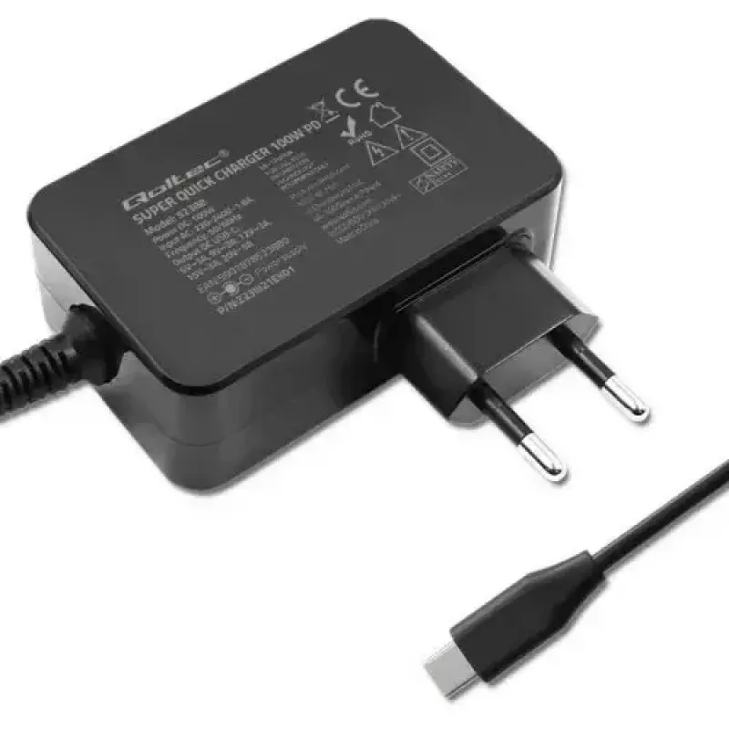 Caricabatterie Qoltec 52388 Indoor Fast Charging 20V 5A nero