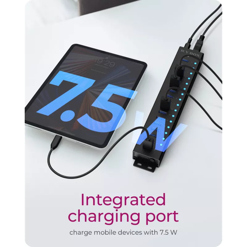 ICY BOX Hub 17 porte con interfaccia USB 3.2 Gen 1 Type-A, USB 3.2 Gen 1 (3.1 Gen 1) Type-A, USB 3.2 Gen 1 (3.1 Gen 1) Type-A, USB Type-B, 5000 Mbit/s, nero, Cina, DC