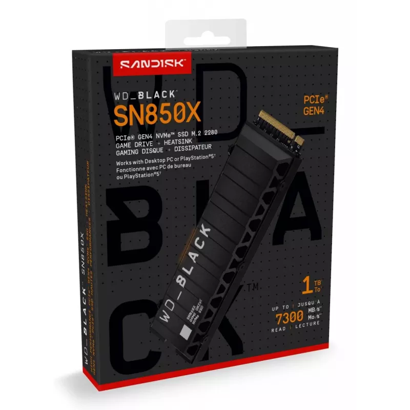 WESTERN DIGITAL SSD - WD_BLACK SN850X - 1 TB - PCIe Gen4 x4 - M.2 2280 - con dissipatore