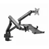 GEMBIRD Braccio monitor regolabile per montaggio a tavolo con supporto per notebook (completamente orientabile)