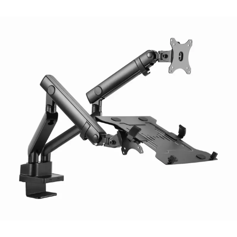GEMBIRD Braccio monitor regolabile per montaggio a tavolo con supporto per notebook (completamente orientabile)