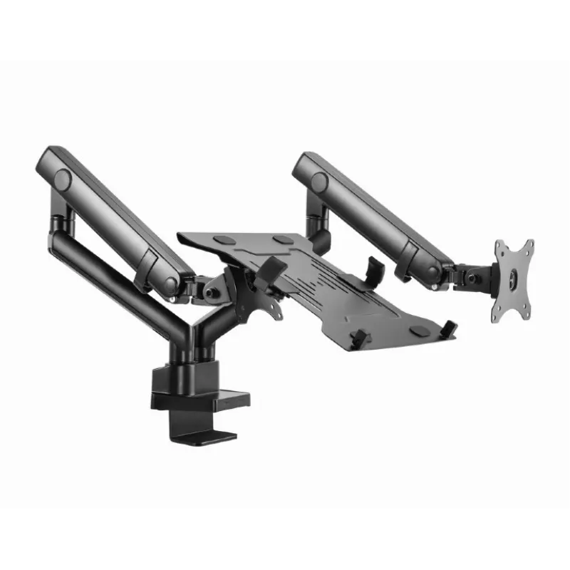 GEMBIRD Braccio monitor regolabile per montaggio a tavolo con supporto per notebook (completamente orientabile)