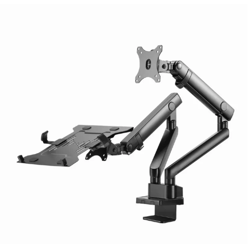 GEMBIRD Braccio monitor regolabile per montaggio a tavolo con supporto per notebook (completamente orientabile)