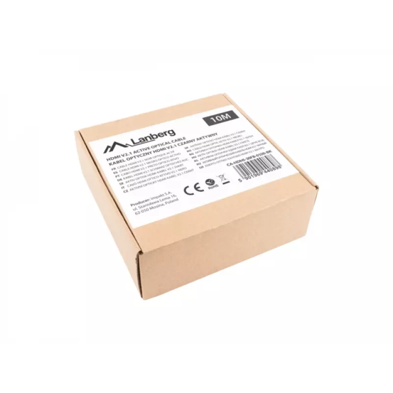Cavo HDMI LANBERG CA-HDMI-30FB-0100-BK 10 m, HDMI Type-A 2.1, 48 Gbit/s, 144 Hz, HDR, ARC, Ethernet