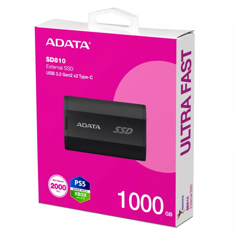 SSD esterno ADATA SD810 1 TB (1000 GB) USB 3.2 Gen 2x2, 2000 MB/s, IP68, case in alluminio