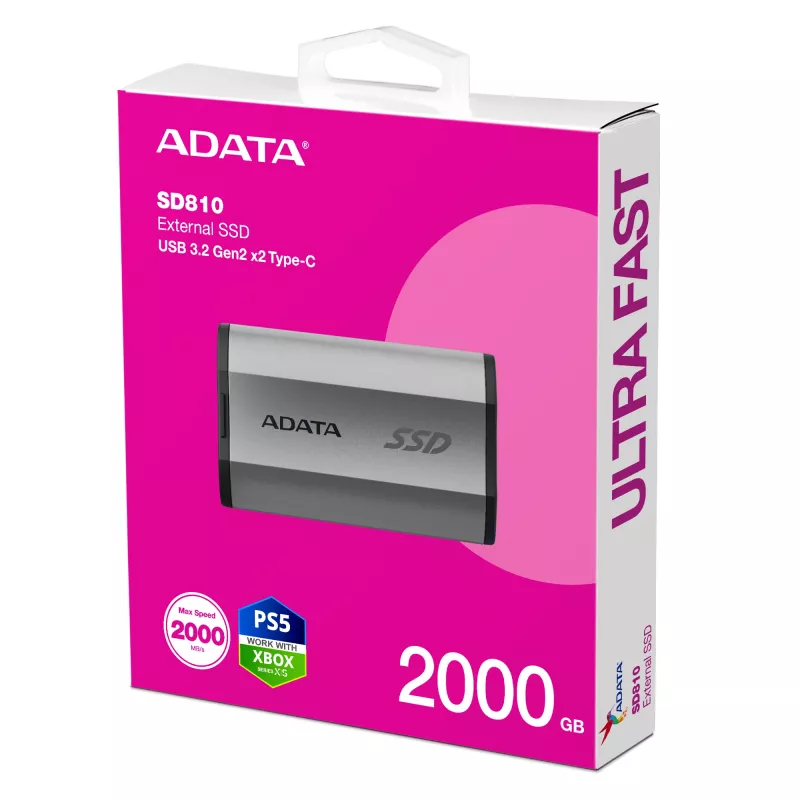 ADATA SD810 2 TB USB Type-C USB 3.2 Gen 2x2 nero, argento