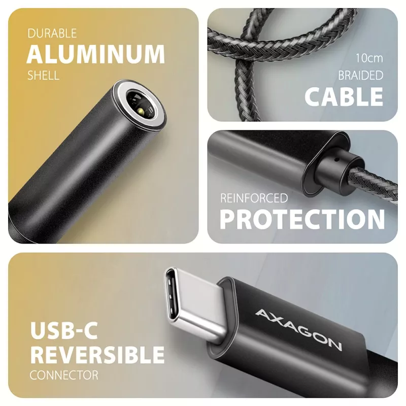 Axagon ADA-HC adattatore audio USB-C a jack 3,5 mm – DAC Hi-Res, 384 kHz/32 Bit, stereo