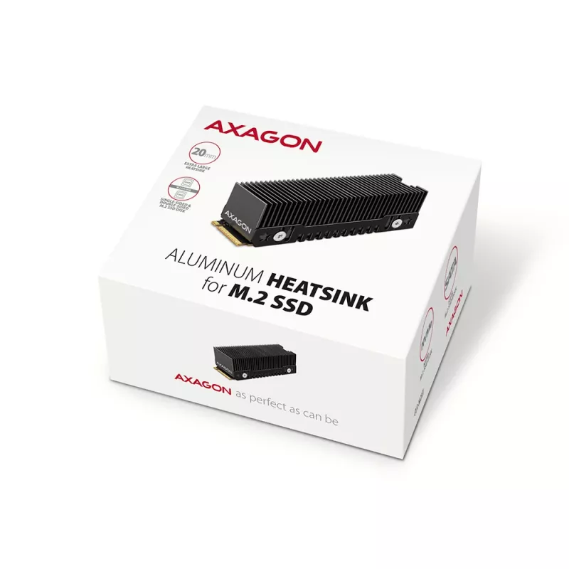 Axagon CLR-M2XT dissipatore passivo in alluminio per SSD M.2 a singola e doppia faccia formato 2280, altezza 24 mm
