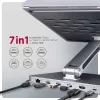 Axagon HMC-STND hub multi-porta USB-C 5Gbit/s e supporto in alluminio per laptop. HDMI 4K/60Hz, GLAN, PD e 3 porte USB-A. Cavo USB-C 60 cm.