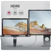 Axagon HMC-STND hub multi-porta USB-C 5Gbit/s e supporto in alluminio per laptop. HDMI 4K/60Hz, GLAN, PD e 3 porte USB-A. Cavo USB-C 60 cm.