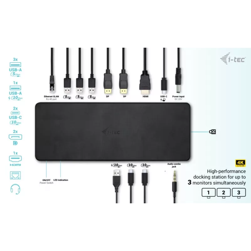 Docking station i-tec USB-C Triple Display Gen 2 Pro + Power Delivery 100W