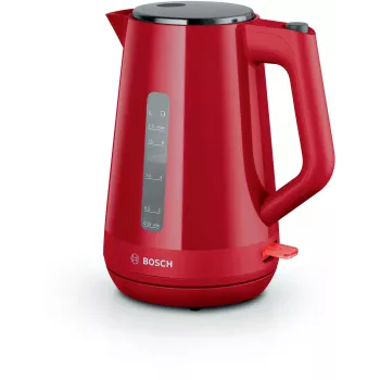 Bollitore elettrico Bosch TWK1M124 — 1,7 L, 2400 W, rosso, senza filo, base girevole 360°