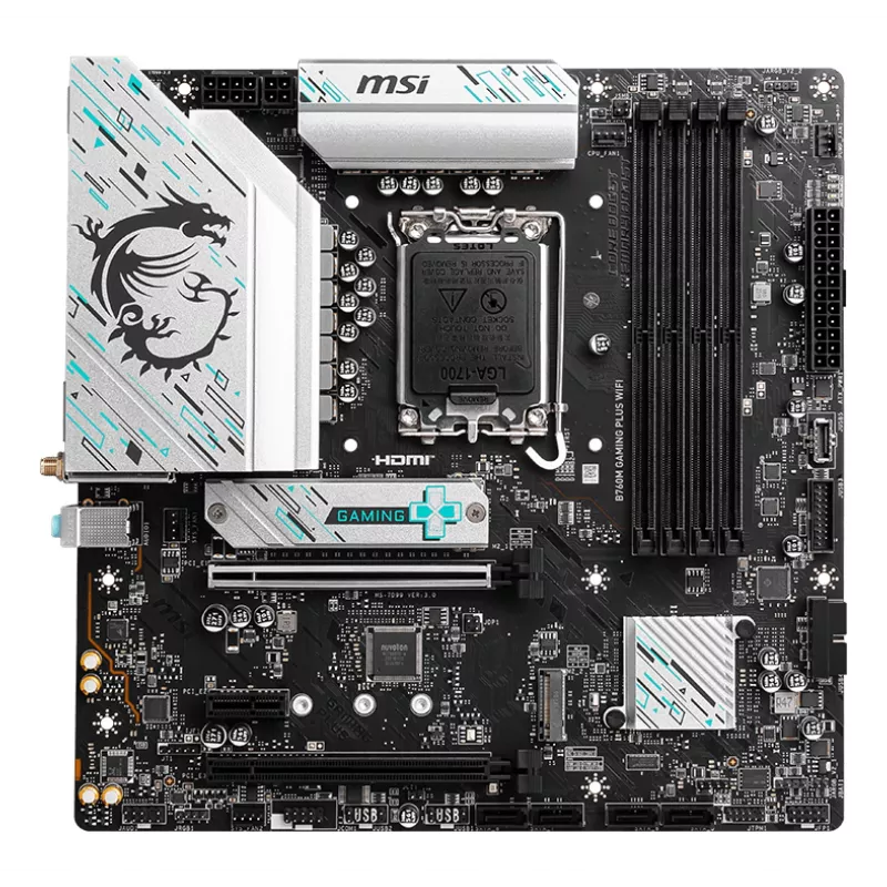 Scheda madre MSI B760M GAMING PLUS WIFI – Intel B760, LGA 1700, micro ATX, DDR5, 4 DIMM, Wi‑Fi 6E, 2.5Gb LAN
