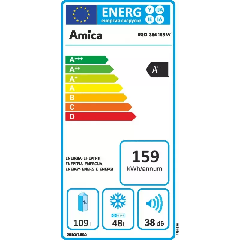 Amica FK200.4(E) frigorifero combinato a libera installazione, congelatore in basso, frigorifero 109 l + congelatore 48 l, classe energetica E, bianco