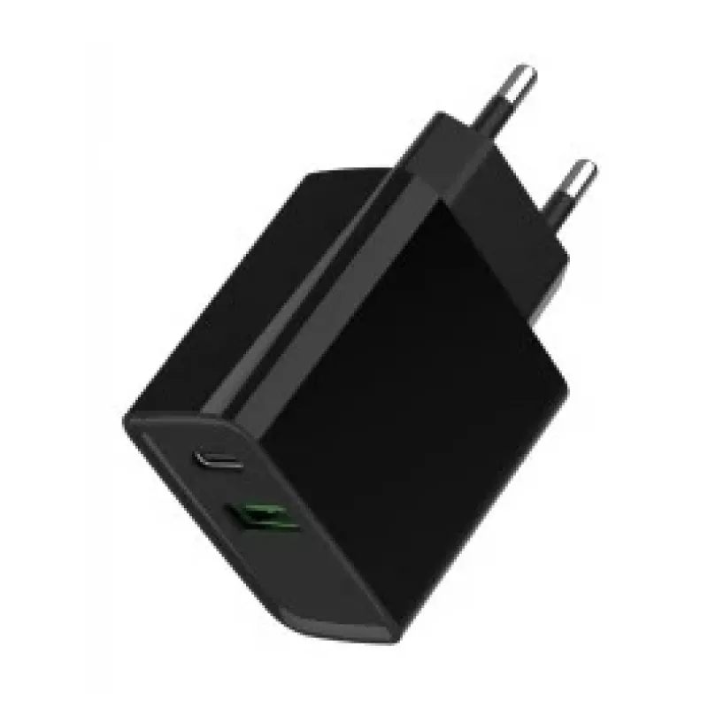 Caricabatterie rapido USB GEMBIRD – 2 porte Type-A e C, 20 W – nero